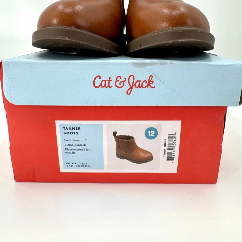 NEW Cat & Jack Toddler Tanner Chelsea Ankle Boots - Cognac - Size 12